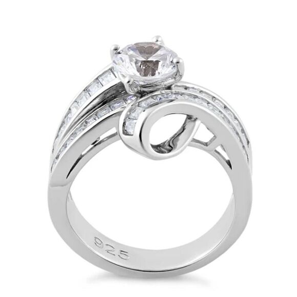 Sterling Silver Twisted Channel CZ Engagement Ring New - Picture 3 of 7